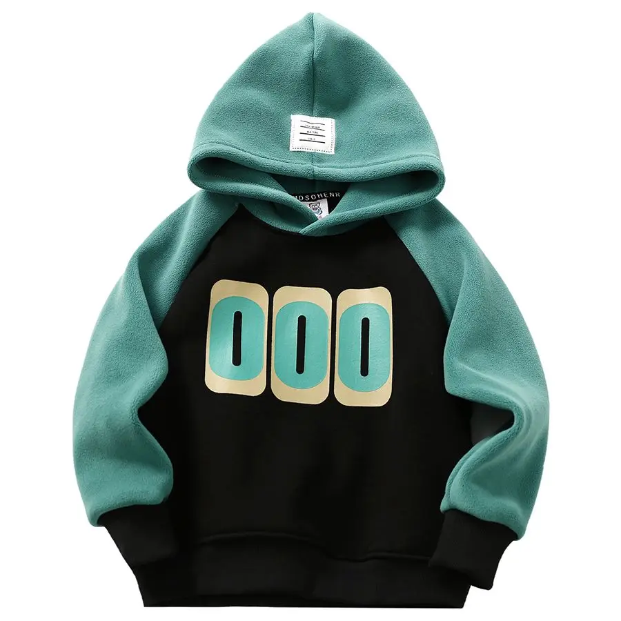 

Tunan Boys Fleece Jacket 2022 Autumn And Winter New Children'S Clothing Hooded Thickening Warm Pullover Top