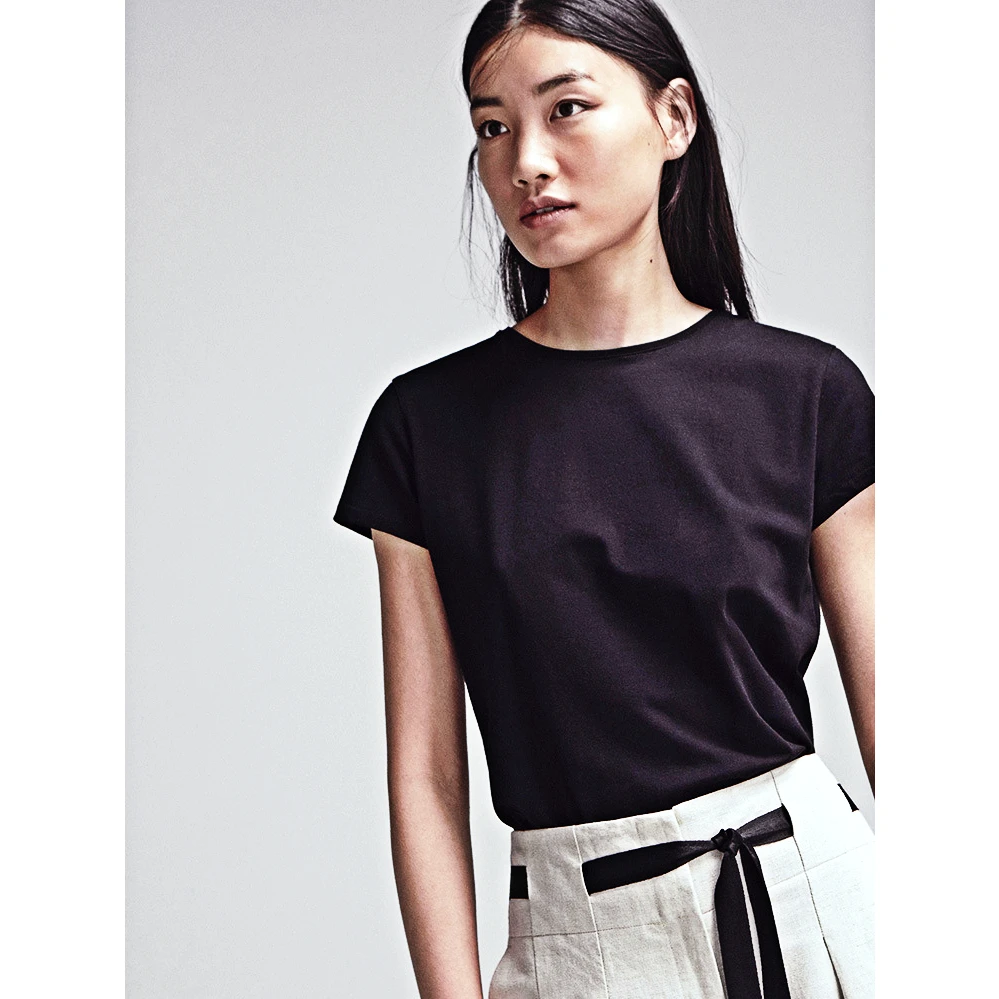 

2022 New 100% Cotton Short Sleeve Solid Color Top Women's T-shirt