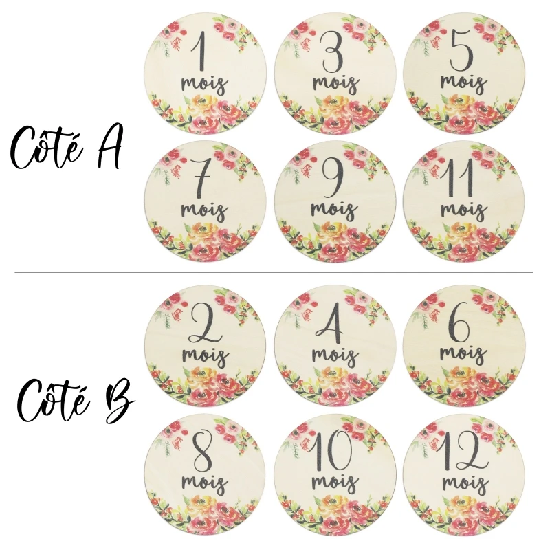 

6pcs Baby Monthly Milestone Cards Photo Props Double Sided Newborn Shower Gift