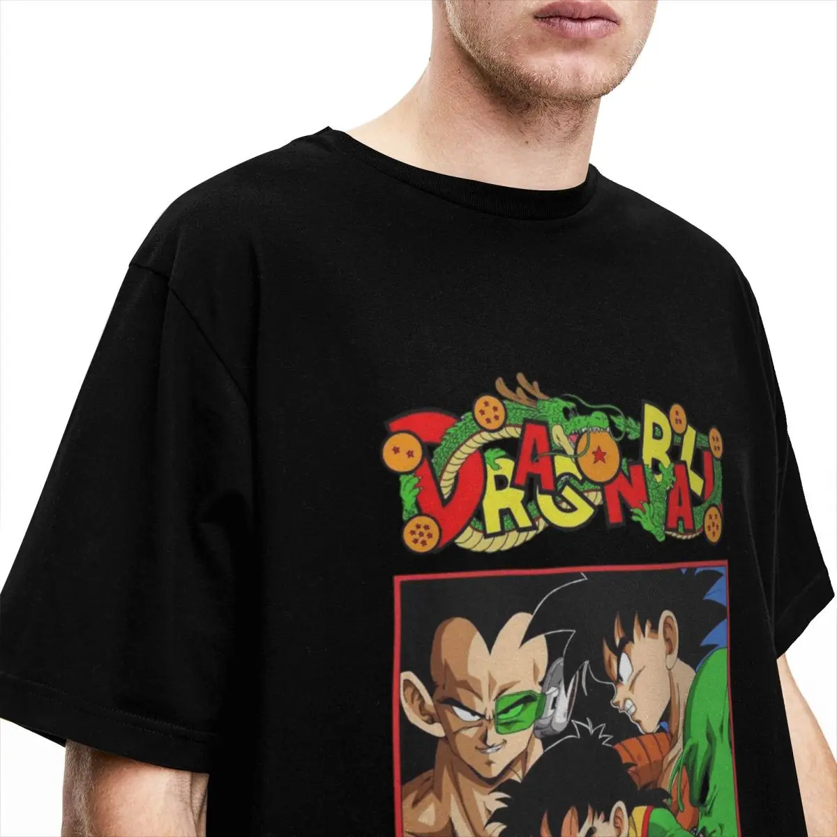 Фото Футболки Dragon Ball Saiyan Encounter для мужчин и женщин, 100% хлопок, юмористические футболки с круглым вырезом, футболки с короткими рукавами, одежда с принтом №3