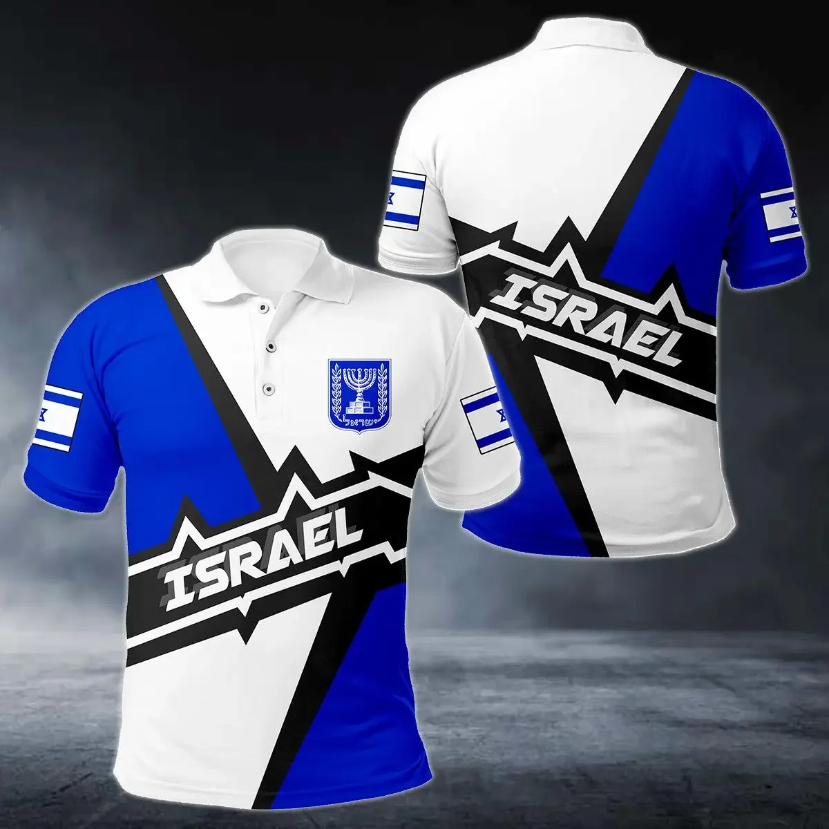 Пользовательское имя эмблема Израиля оливковая рубашка-поло летняя
