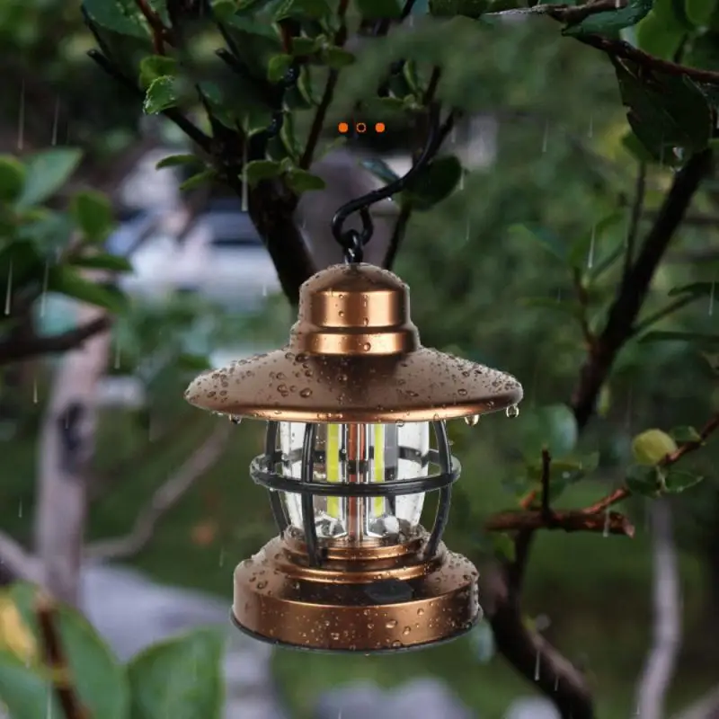 

2022new Portable Retro Camping Lantern Battery Metal Handle Flashlight Vintage Warm White Light Outdoor Hanging Tent Light