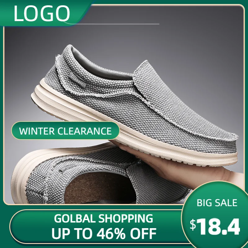 

Men's Canvas Shoes Breathable Loafers 2023 Slip-on Male Comfortable Outdoor Walking Shoes Original Men's Sneakers Big Size 47