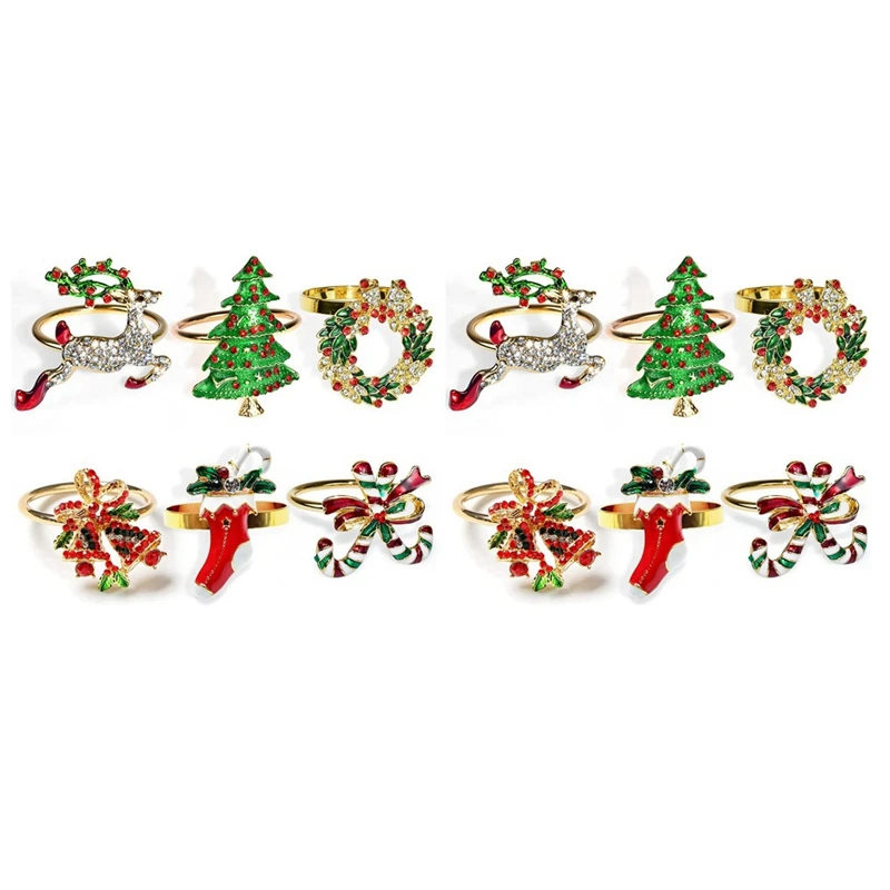 

Christmas Napkin Rings Sets Of 12 Pcs, Gold Napkin Ring Holders Metal Dinner Tables Rings For Christmas Weddings Banquet