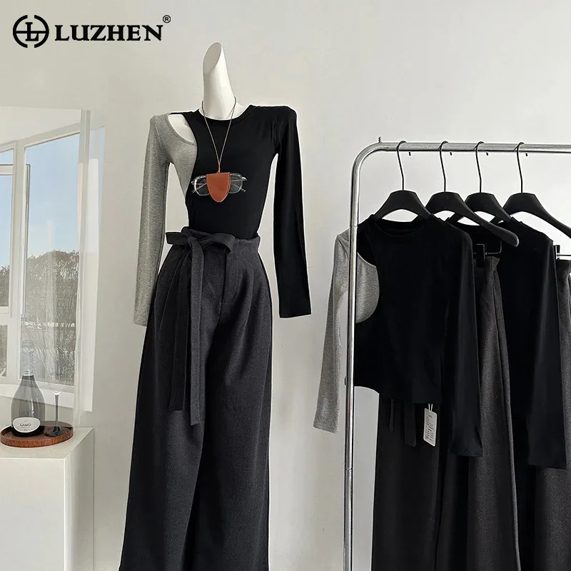 LUZHEN персонализированные тонкие футболки с открытым дизайном High Street и одним