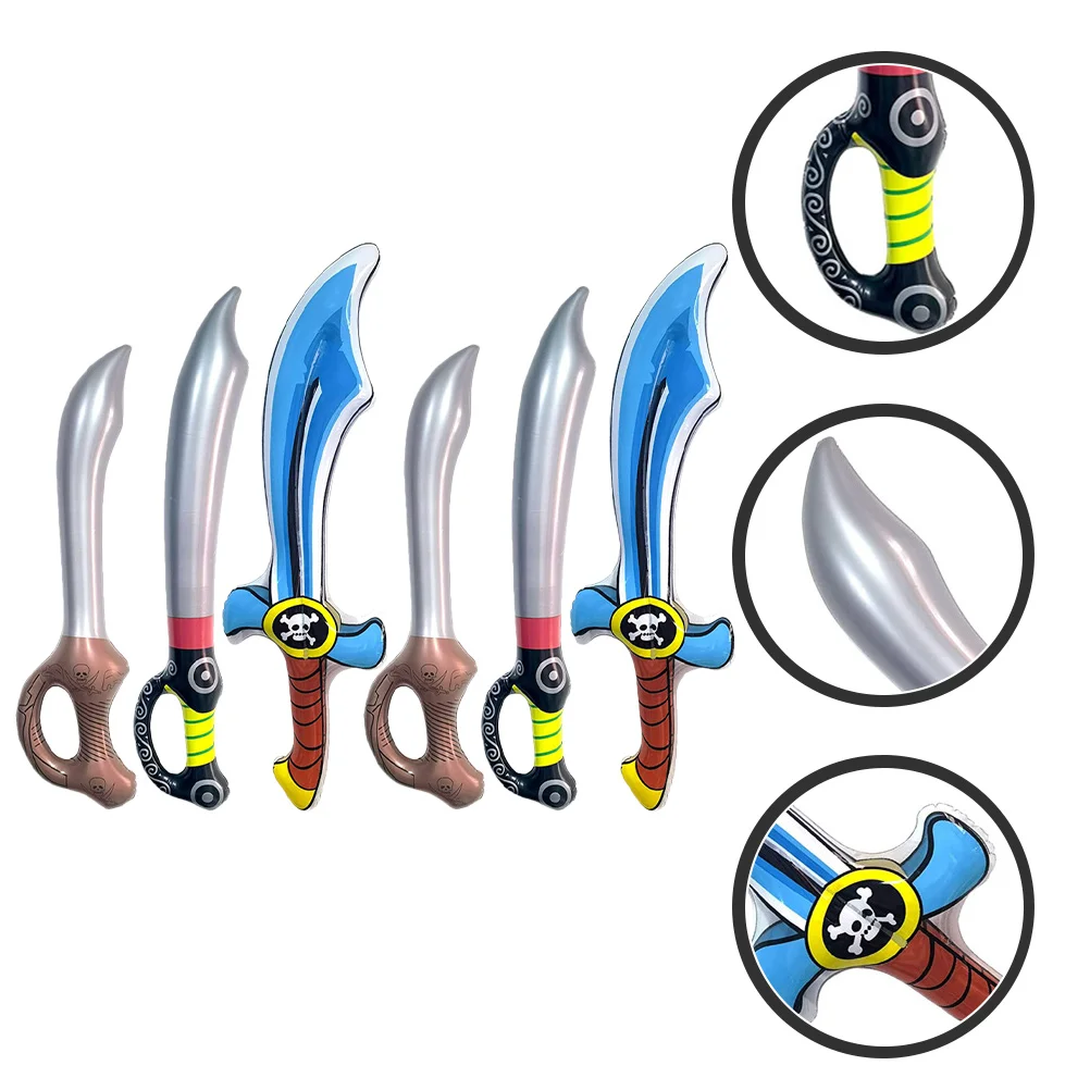 

6 Pcs Simulation Pirate Swords Kids Playset Props Inflatable Inflates Toys Pvc Child