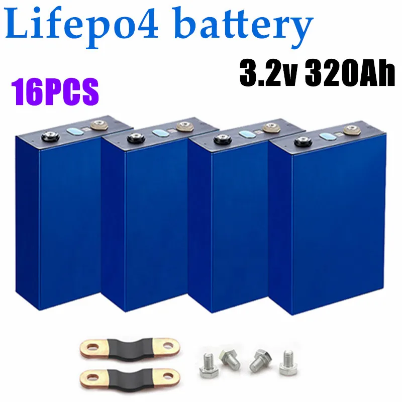 

16PCS New Lifepo4 320Ah 3.2V Grade A 12V 24V 48V 310AH Battery Pack DIY RV Cell And Solar Energy Storage System EU US Tax Free