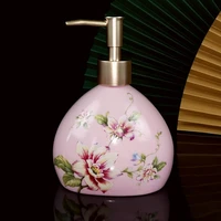 ceramics liquid soap dispenser bathroom shampoo shower gel bottle abs press head flower finished pinkyellowblue wedding gifts