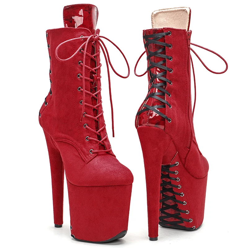 Leecabe  20CM/8inch Suede upper Pole dancing shoes High Heel platform Boots  Pole Dance boots