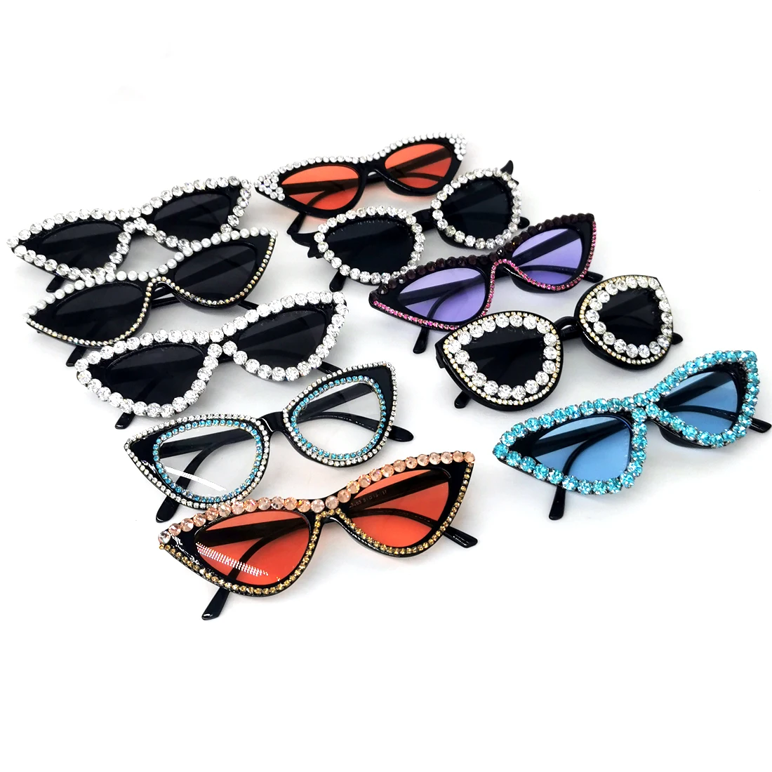 

2022 New Women Cat Eye SUNGLASSES 10 Desigs Daimond Adult Buing Eyeglasses Gorgeous Handmade Sunglasses UV400 Shades Gafas