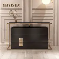 Villa High-end High-quality Solid Wood Sideboard Modern Black Large Living Room Entry Porch Storage Cabinet Italian Furniture