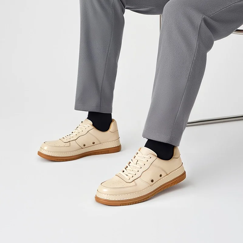 Мужские белые кожаные кроссовки Goodyear Welt — повседневная модная обувь в винтажном