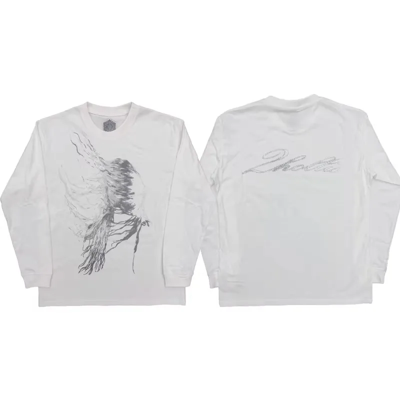 Фото Новые мужские футболки 2hollis White Tour Horse, футболки с длинными рукавами, хлопковые футболки в стиле хип-хоп, скейтборд, уличные хлопковые футболки, футболки E201 №1