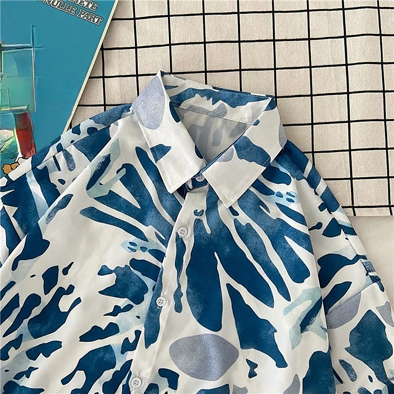 

EBAIHUI Ins Graffiti Print Short Sleeve Shirt 2022 Summer Fashion Women's Blouse Loose Oversize Top Shirts Harajuku Style