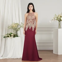 evening dresses long 2022 celebrity burgundy luxury lace appliques formal maxi party dress robe de soiree vestido festa luxo