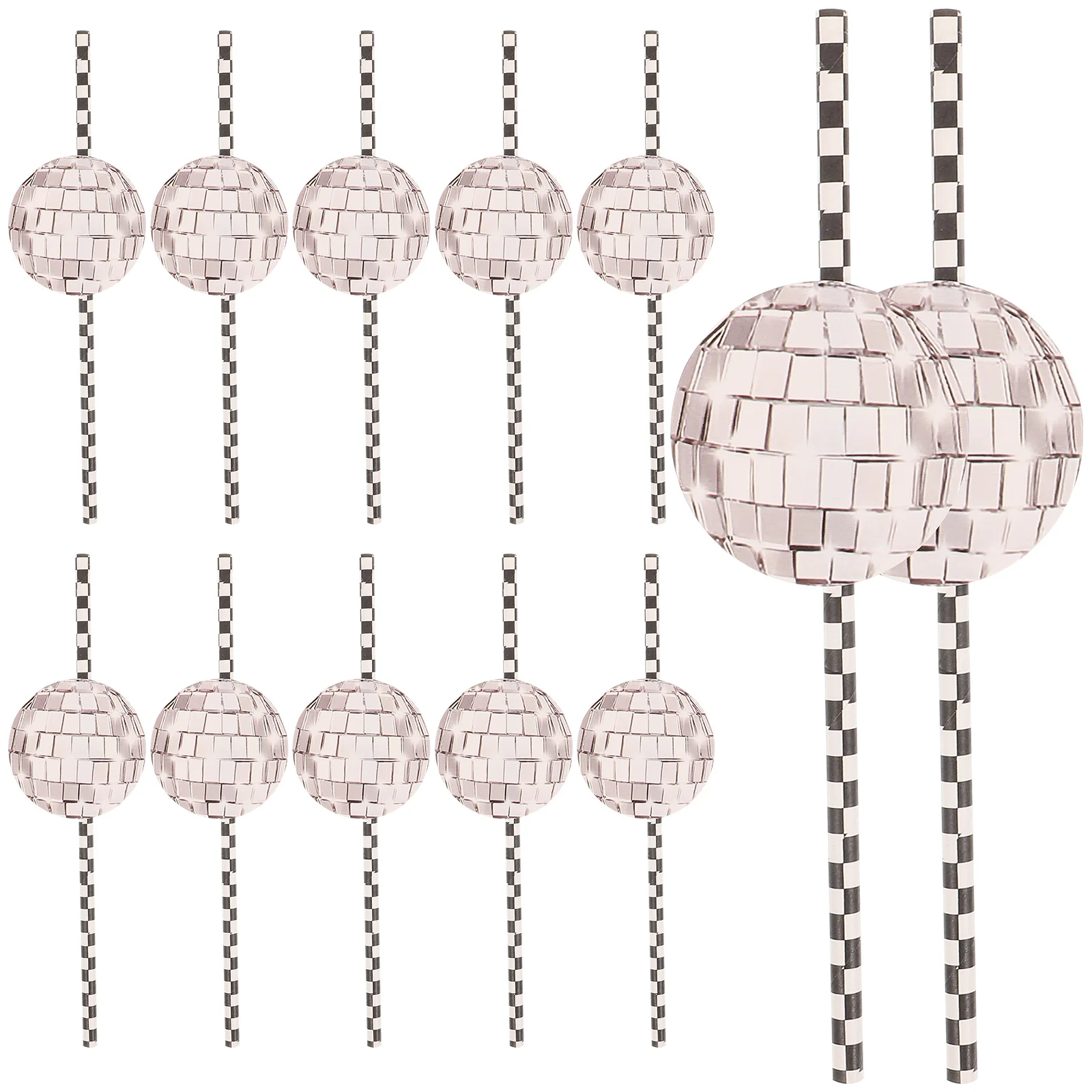

12pcs Disco Ball Paper Straws Cocktail Straws Disco Party Supplies Decorative Straws