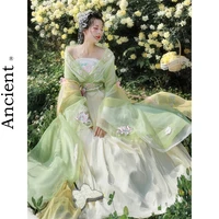 modern hanfu chinese women ancient tradition dress tang dynasty cosplay costume retro trend stage performance delicate green