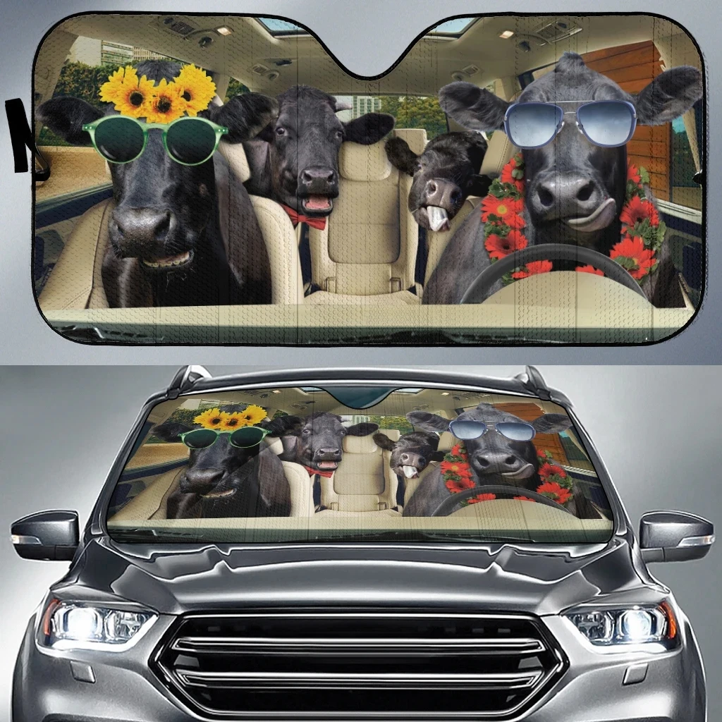 

Car Funny 3D Cows Animal Driver Prints Car Sun Shade Windshield Cute Car Accessories Sunshade for Car Windshield Durable