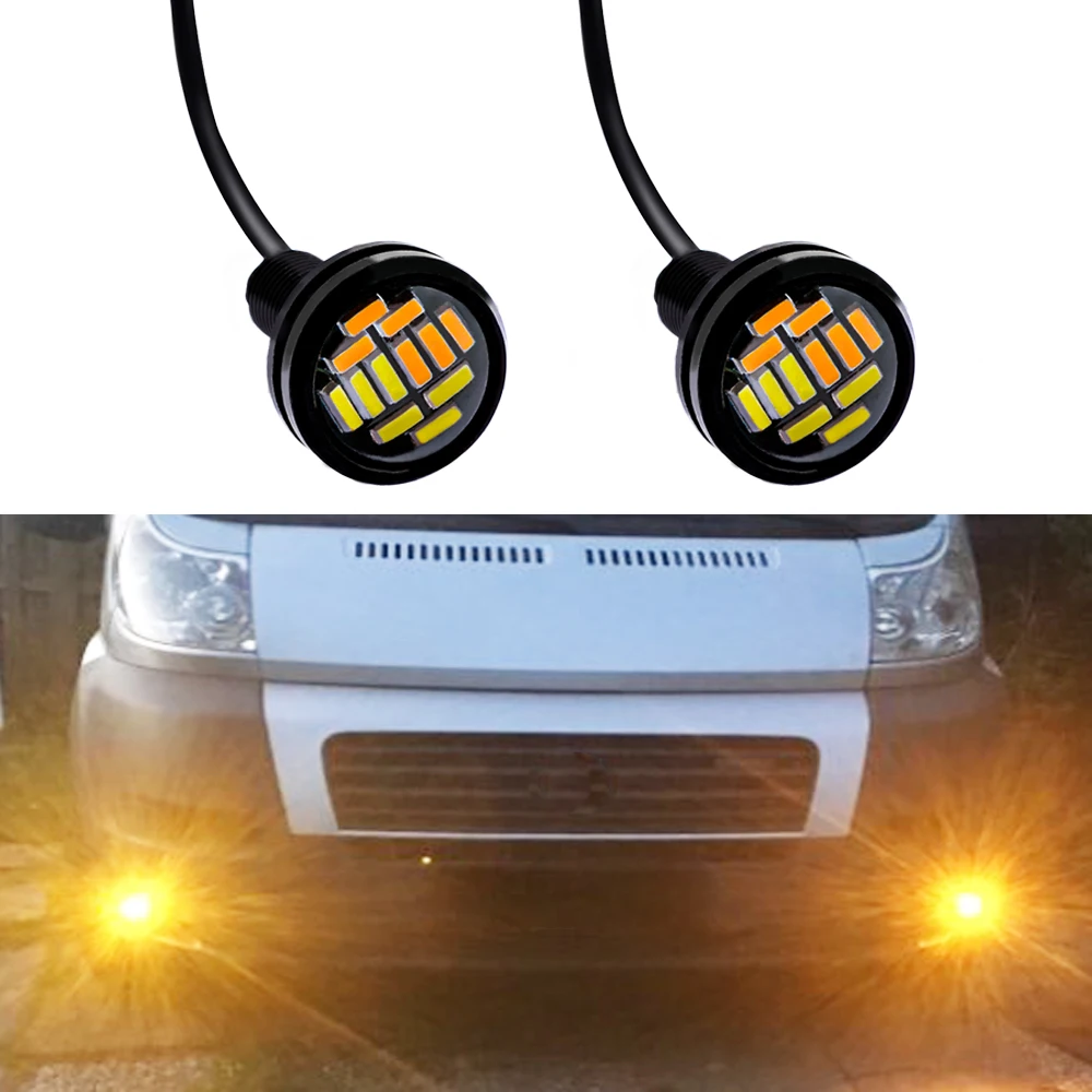 

23mm 4014 12Smd Eagle Eye Turn Signal White Yellow DayTime Running Light Spot Signal Lamps Backup Car Motor Led Parking Day Lamp