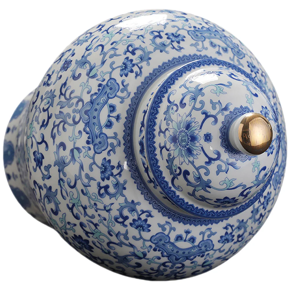 

Tea Canister Storage Jar Ceramic Bucket Jarscontainer Loose Sugar Litre Coffee Pet Fermentation Kitchen White Ginger Blue Spices