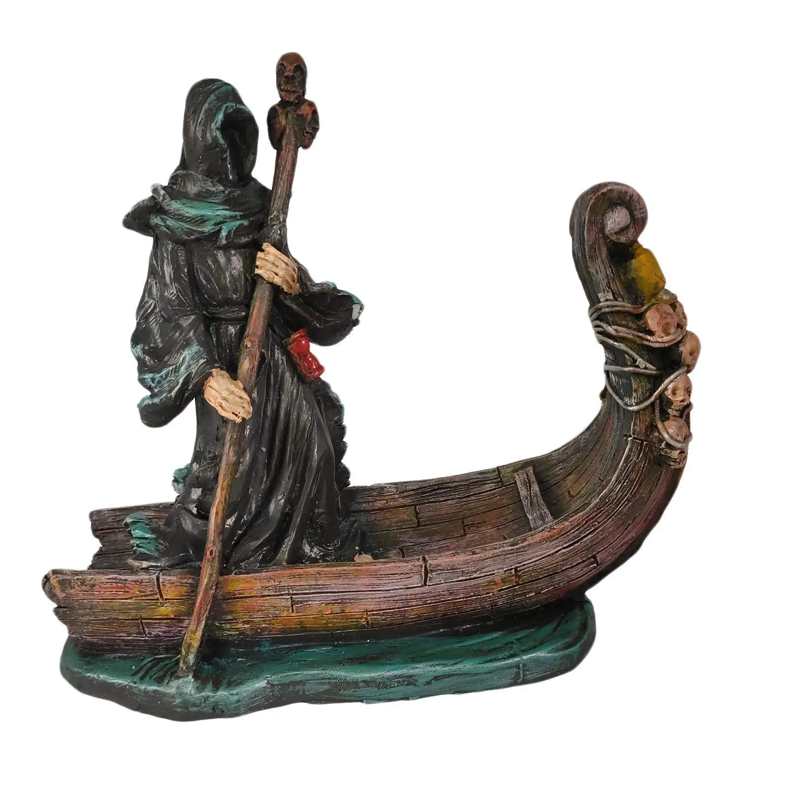 

Luminous Ferryman's Resin Statue Unique Grim Reaper Garden Decor