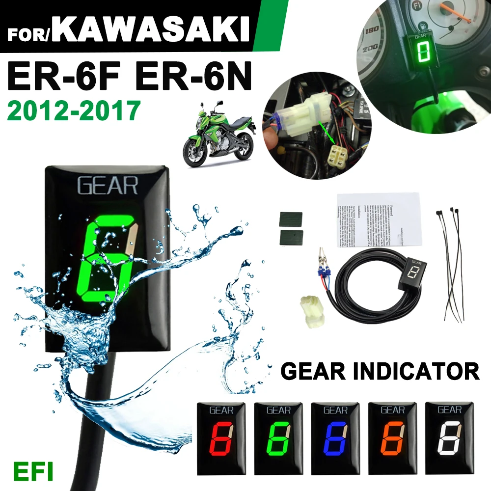 For Kawasaki ER6N ER6F ER-6N ER-6F 2012 2013 2014 2015 2016 2017 EFI Motorcycle Accessories 6 Gear Indicator Speed Display Meter