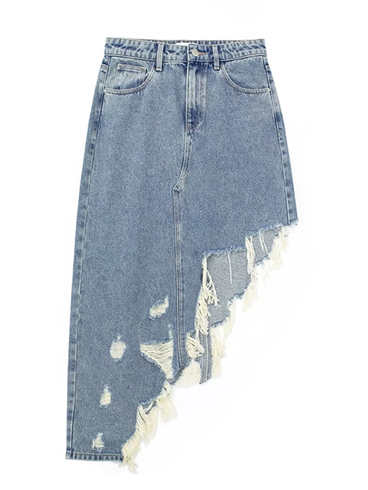 

Женская винтажная Асимметричная джинсовая юбка с высокой талией
