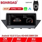 Автомобильная магнитола Bonroad iDrive, мультимедийный плеер на Android, с экраном 10,25 дюйма, GPS, 64 ГБ ОЗУ, для BMW X1, E84, CIC 2009-2017