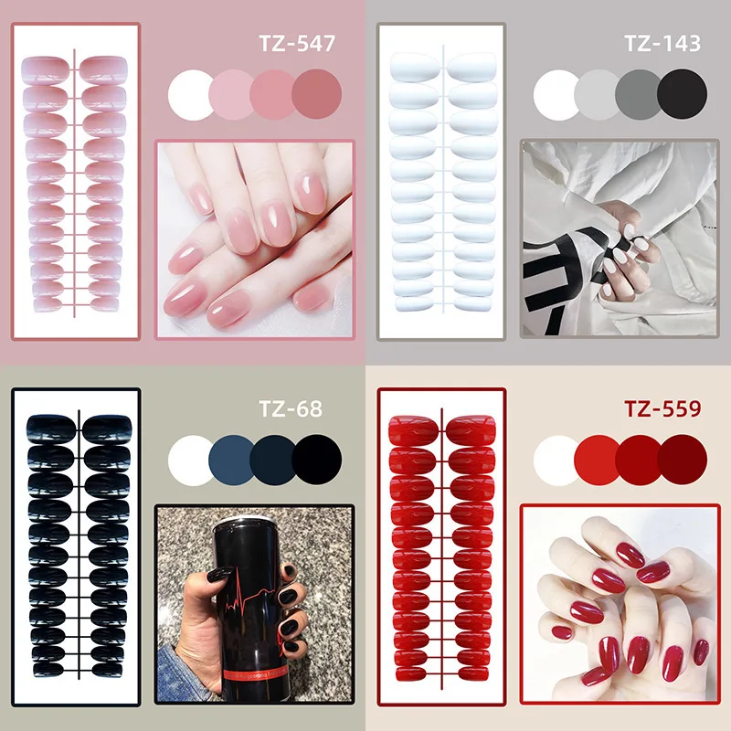 

Square Nails Tips Extension Top Forms for Nails Tip Nails Round Head Short Style Bright Face Nail Patch Fake Nail Wear Manicure