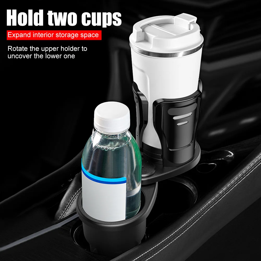 

2 In 1 Vehicle-mounted Slip-proof Cup Holder 360 Degree Rotating Water Car Cup Holder Multifunctional Dual Houder Auto Accessory