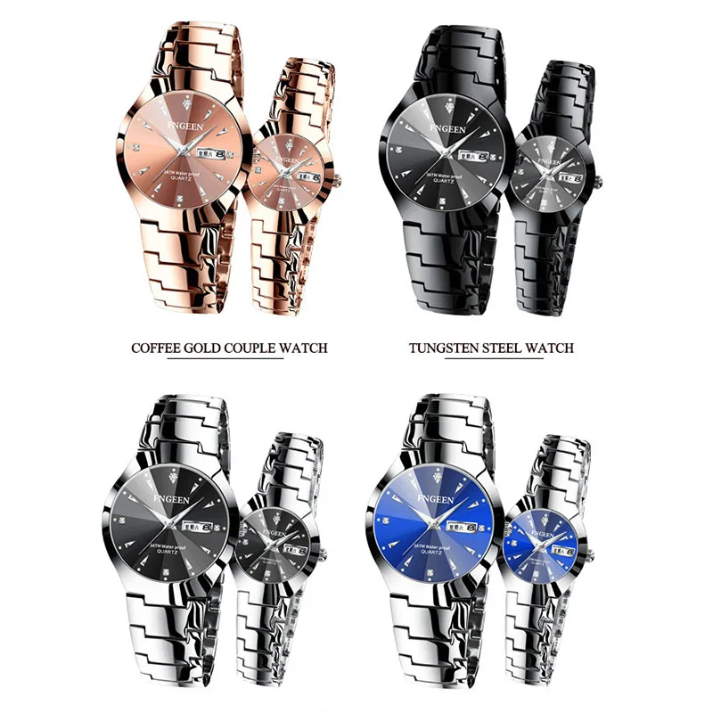 Brand Couple Watches for Lovers Quartz Wristwatch Fashion Business Men Watch for Women Watches Tungsten Steelrelógio masculino