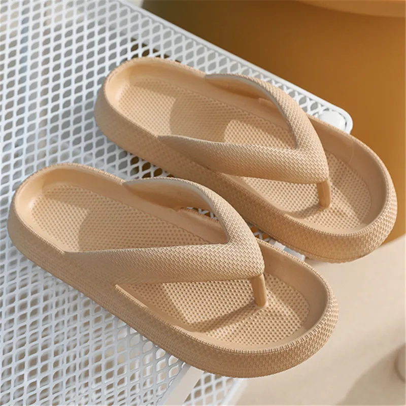 Summer Thong Flip Flops Slippers Outdoor Beach Sandals  EVA Casual Flat Platform Comfy Shoes Women Couple Thick Soled 4cm