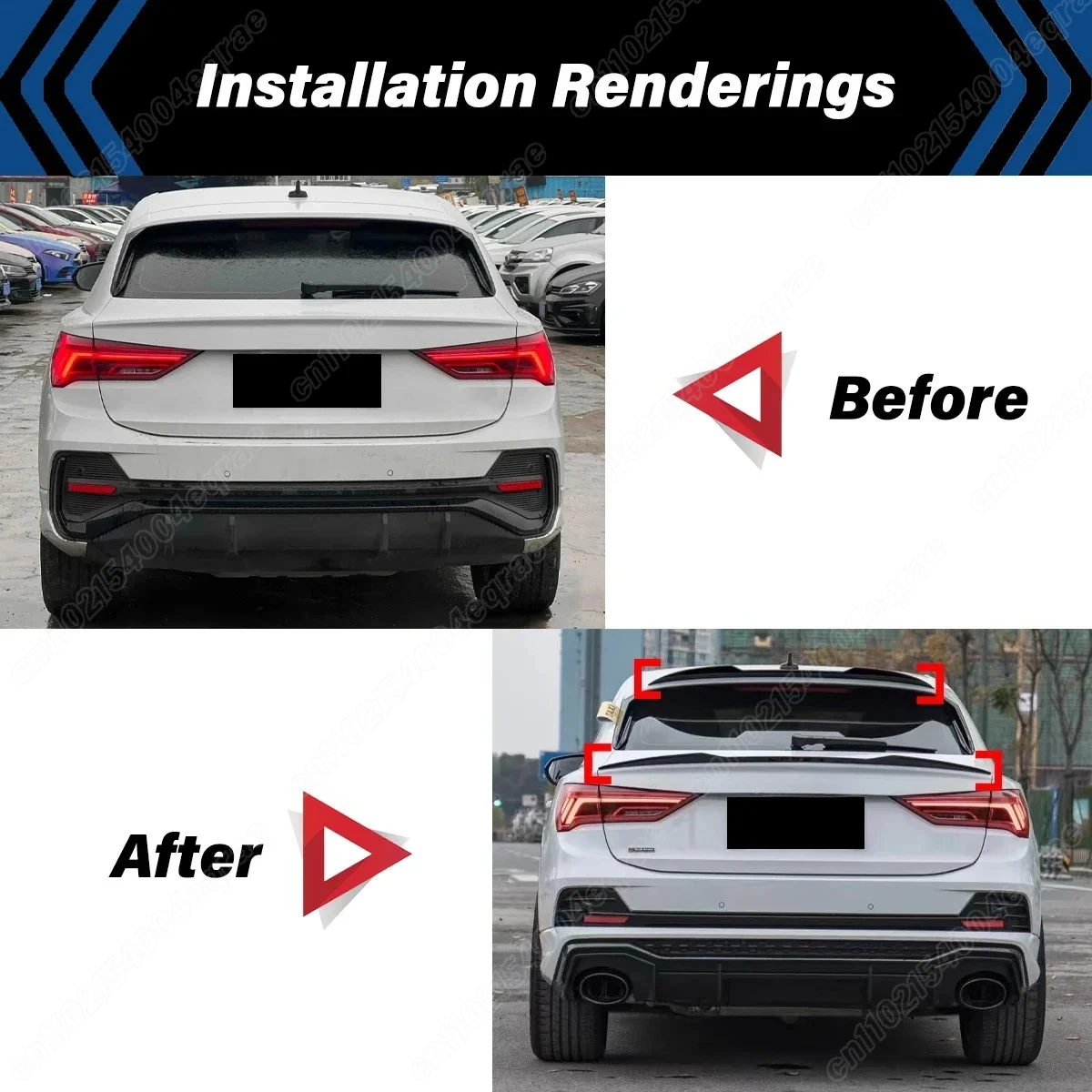 Фото Для Audi Q3 F3 Sportback 2019 2020 2021 2022 2023 2024 задняя крышка багажника, верхний спойлер среднего крыла, тюнинг губ, автоаксессуары, комплект кузова №2