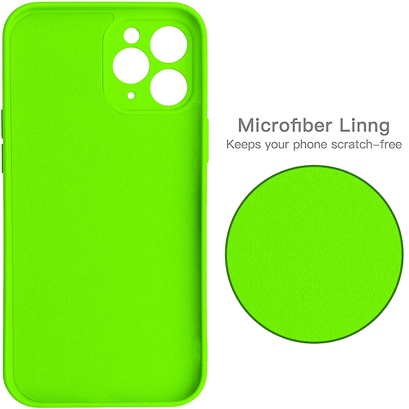 NEW Fluorescent Green Square Silicone Case For iPhone 14 11 Pro Max 13 12 Mini X XR XS 7 8 Plus SE 2022 Shockproof Cover Cases