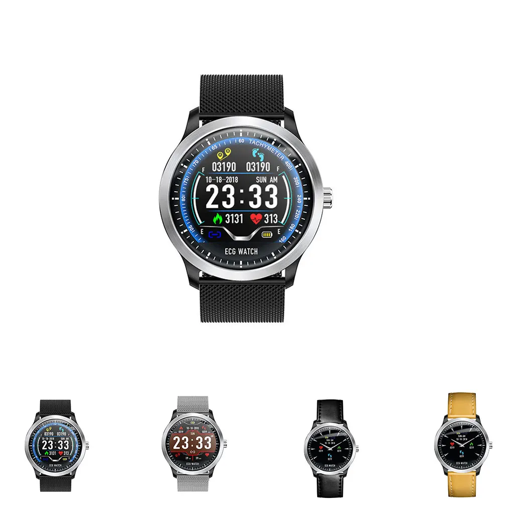 

N58 Smart Watch IP67 Bluetooth Waterproof Heart Rate Blood Pressure Smart Watch Fitness Round PPG+ECG Wristwatch Call Reminder