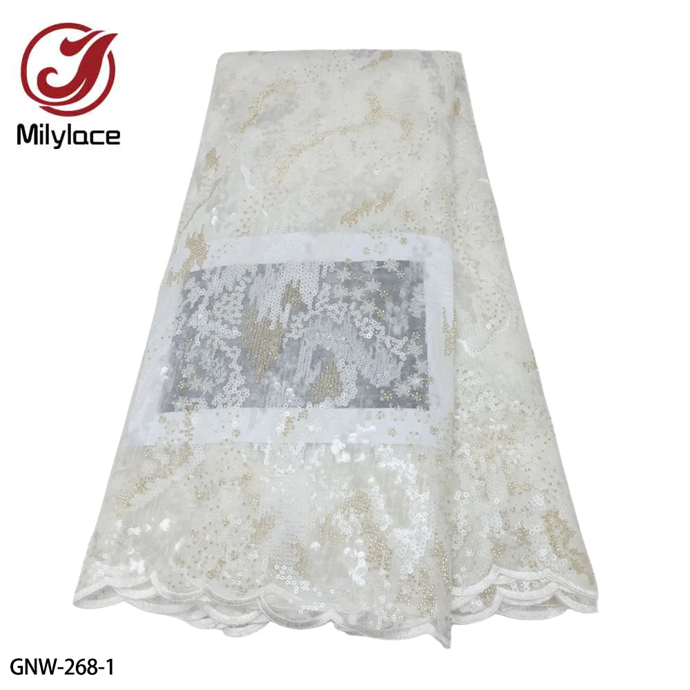 

Женская ткань, 5 ярдов, 2023, Высококачественная вышитая бисером французская сетчатая кружевная ткань для фото