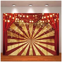 Golden Glitter Red Curtain Photography Backdrop Circus Sparkle Stripes Background Baby Shower Birthday Party Cake Table Decor