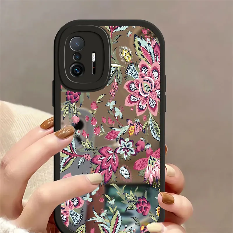 Mirror Case For Xiaomi Mi 11 Lite 5G NE 10 9 8 12 12X 12S Pro 10T 11T Soft Silicone Shockproof Flower Cover