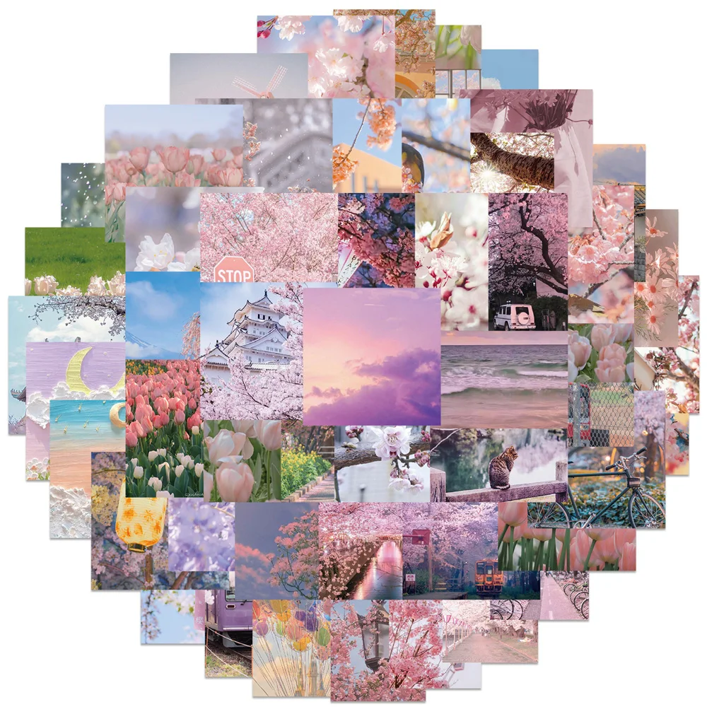 

10/30/65pcs Romantic Spring Flower Stickers Aesthetic Ins Style Cherry Blossoms Decals DIY Laptop Phone Luggage Girls Sticker