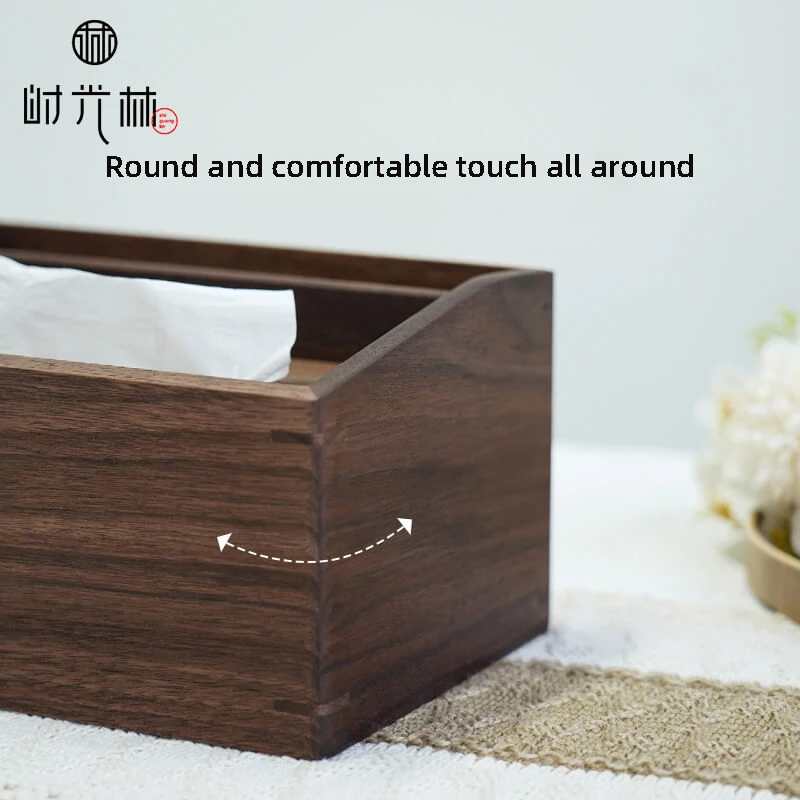 

For Bedroom Kitchen Desktop, Living Room Coffee Table Black Walnut Wooden Tissue Box,Creative Solid Wood Storage Box