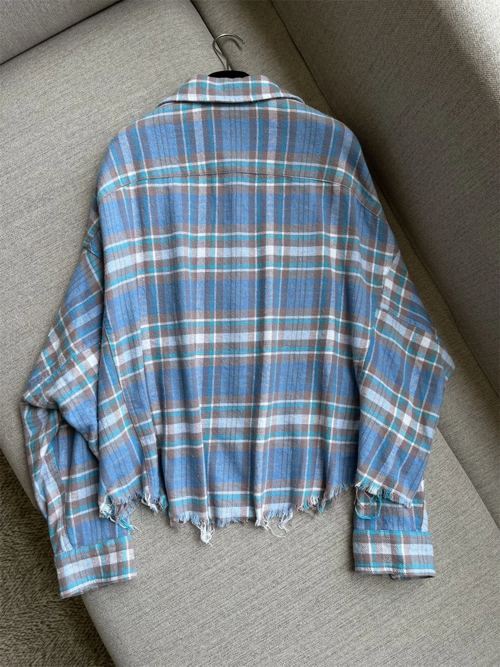 

New Women Loose Contrast Color Plaid Blouse 2023 Spring All-Match Turn Down Collar Single Breasted Ladies Long Sleeve Shirt
