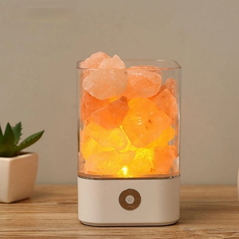 Himalayan Natural Salt Crystal Light USB LED Multi-color Bedside Table  Cleaning Bedroom   Accessories gifts
