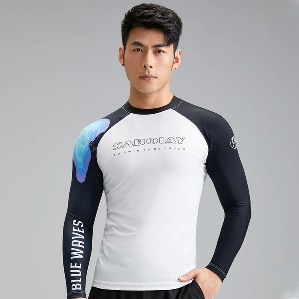 

Новинка 2023, Мужская модная высокоэластичная Удобная рубашка, купальник с длинным рукавом для серфинга, топ для водных видов спорта, фитнеса, Быстросохнущий UPF 50 +