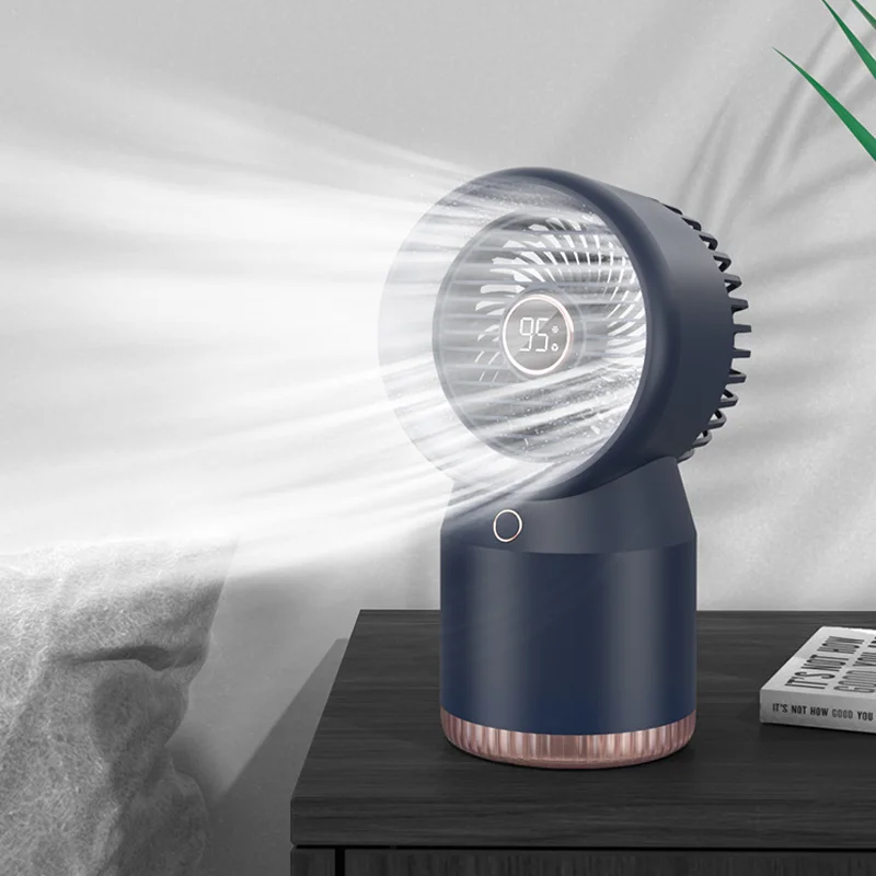

Home Water Spray Mist Air Conditioning Humidifier Fan 3600mAh Battery Rechargeable Office Desk Air Cooling Fan with Night Light