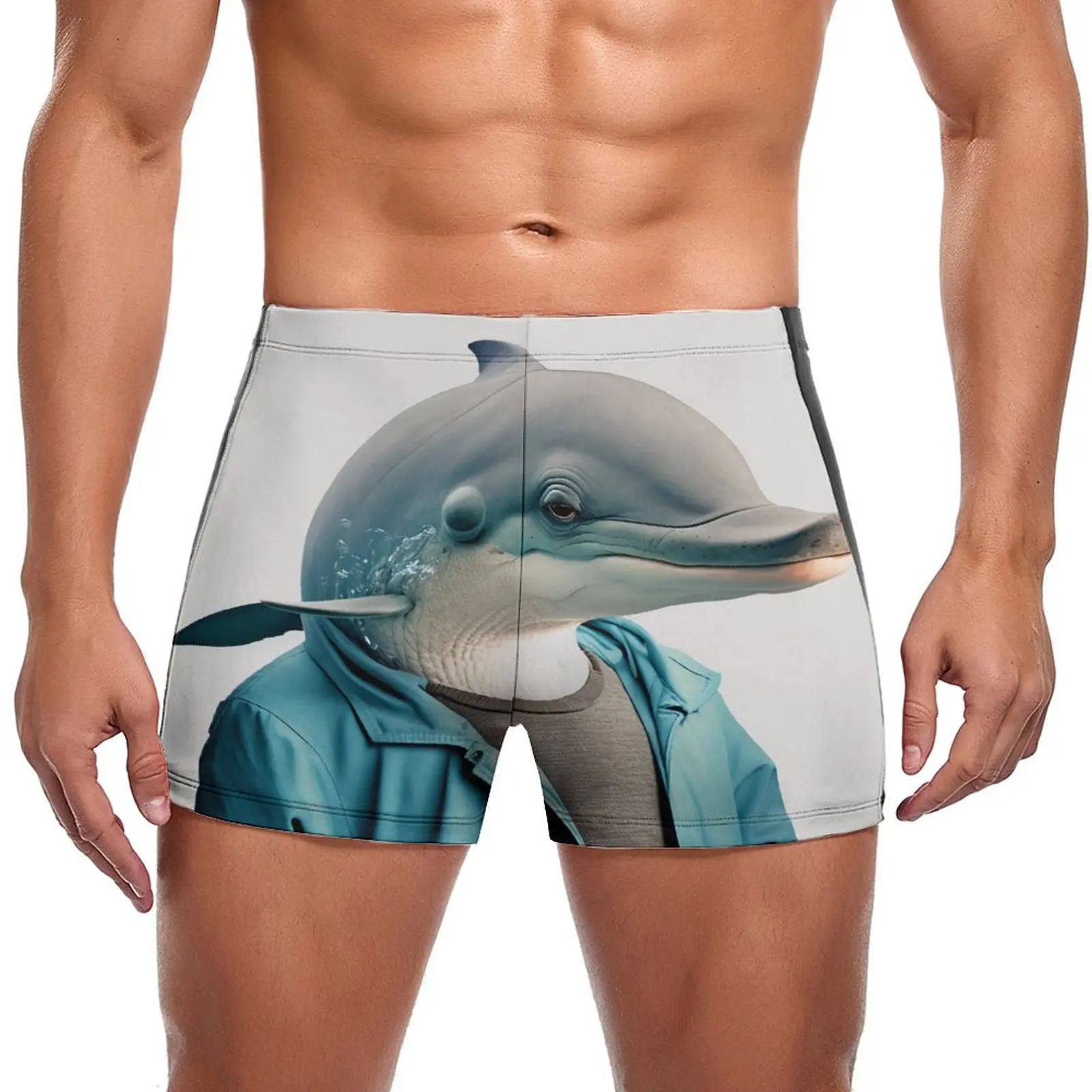 

Купальные трусы с дельфином, потрясающая одежда Dapper, эластичные боксеры для плавания на заказ, тренировочный мужской купальник пуш-ап