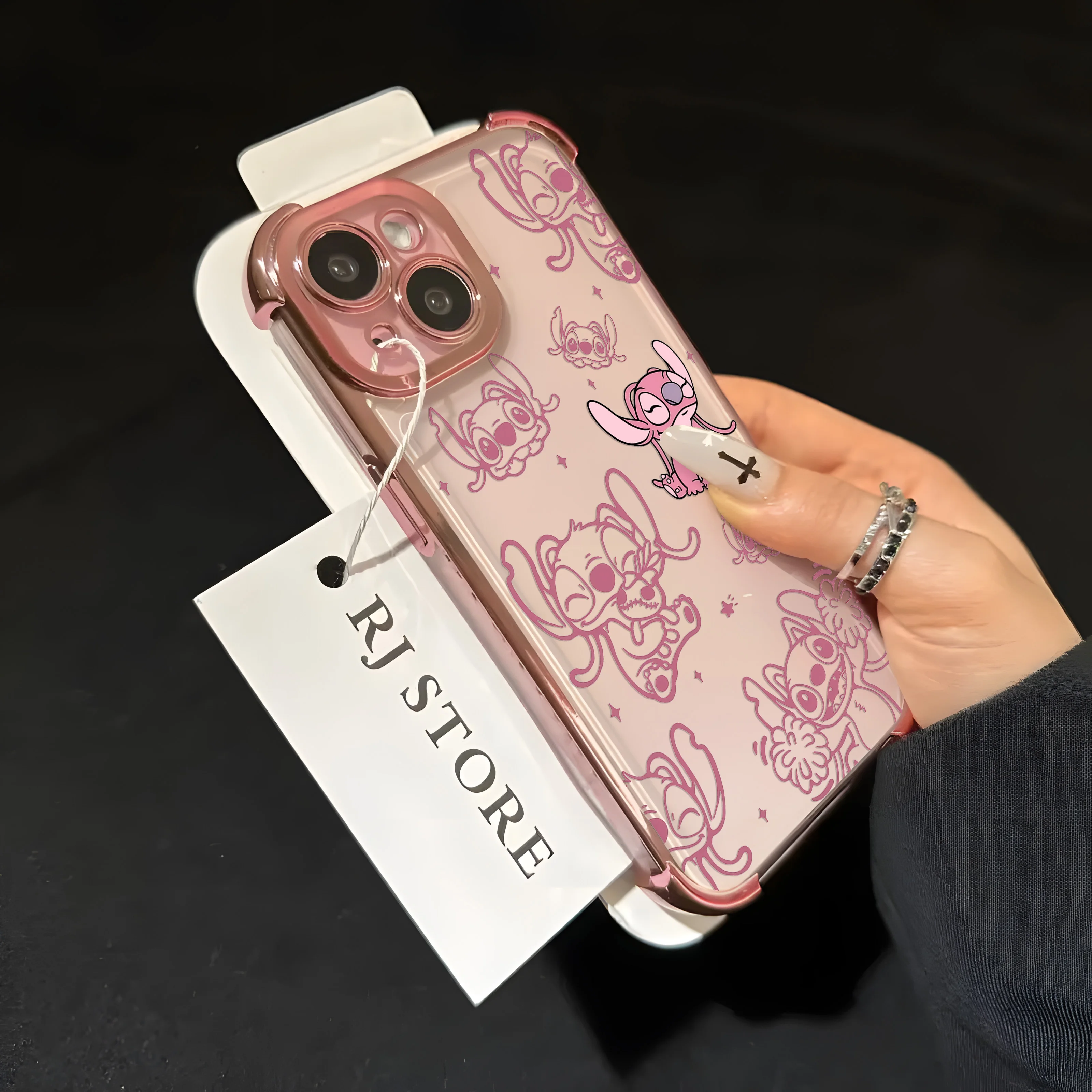 Luxury Disneies Stitch Angel Plating Case For Oppo A98 A97 A9 A79 A78 A76 A74 A72 A5 A54 A55 A17 A16 A15 4G 5G Anti-Fall Cover