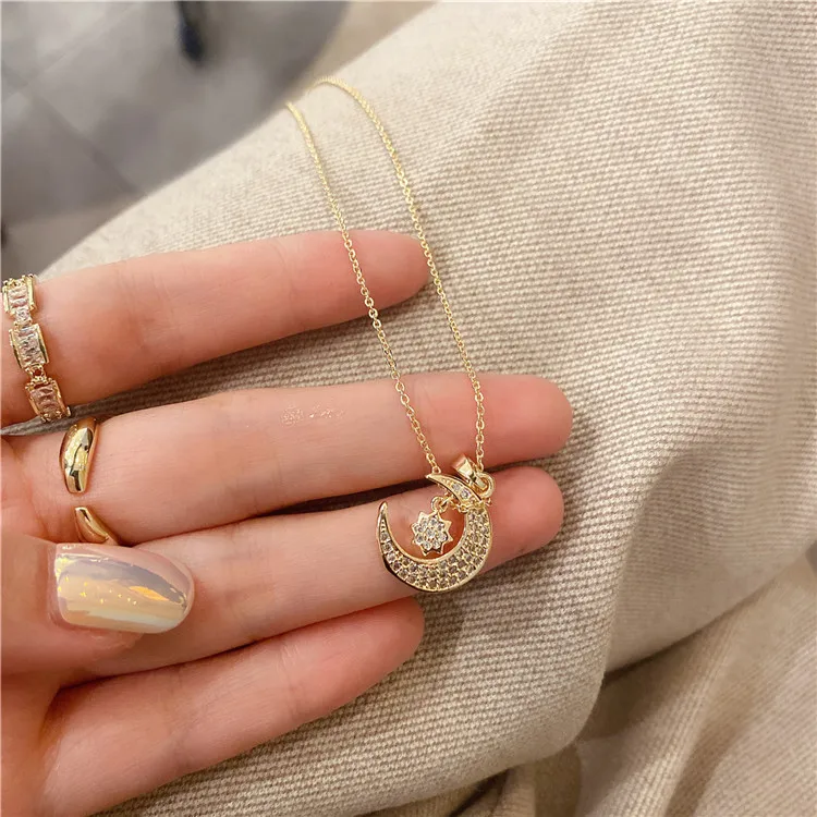 

Moon star necklace fashion all-match zircon clavicle chain all-match necklace women jewelry necklace