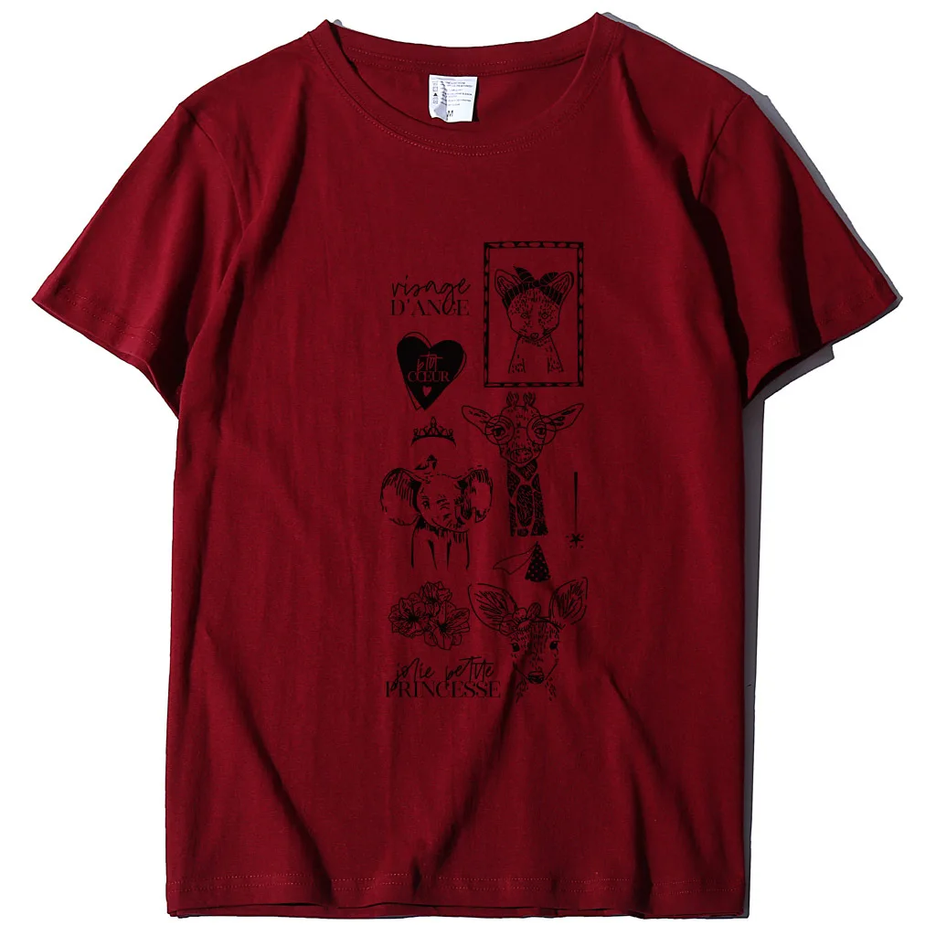 

women's cotton short sleeve round neck top personalized fashion women's wear 2021