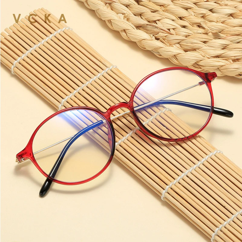 

VCKA Optical Reading Glasse Men Blue Light Spectacle Frames TR90 Round Women's Eyewear Glasses For Farsightedness Gafas Lectura