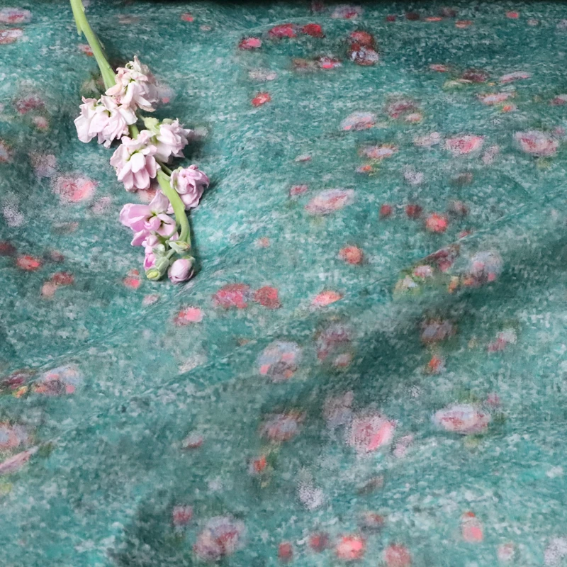 

Monet High Quality Natural Pure Ramie Linens Cloth Digital Printing Fabric Summer Thin Chinese Style Robe Dress Tissu Sewing DIY